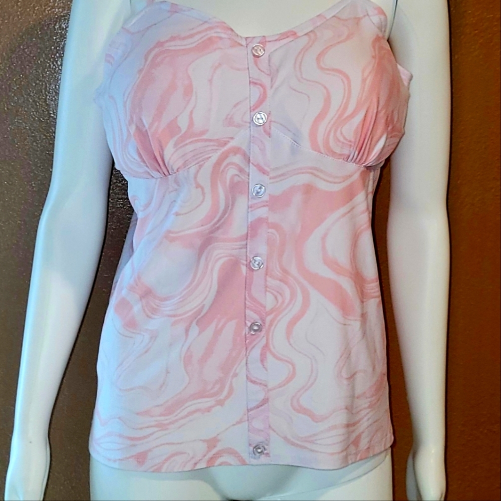 No Boundaries Pink/White Cami Tank Top Size XL